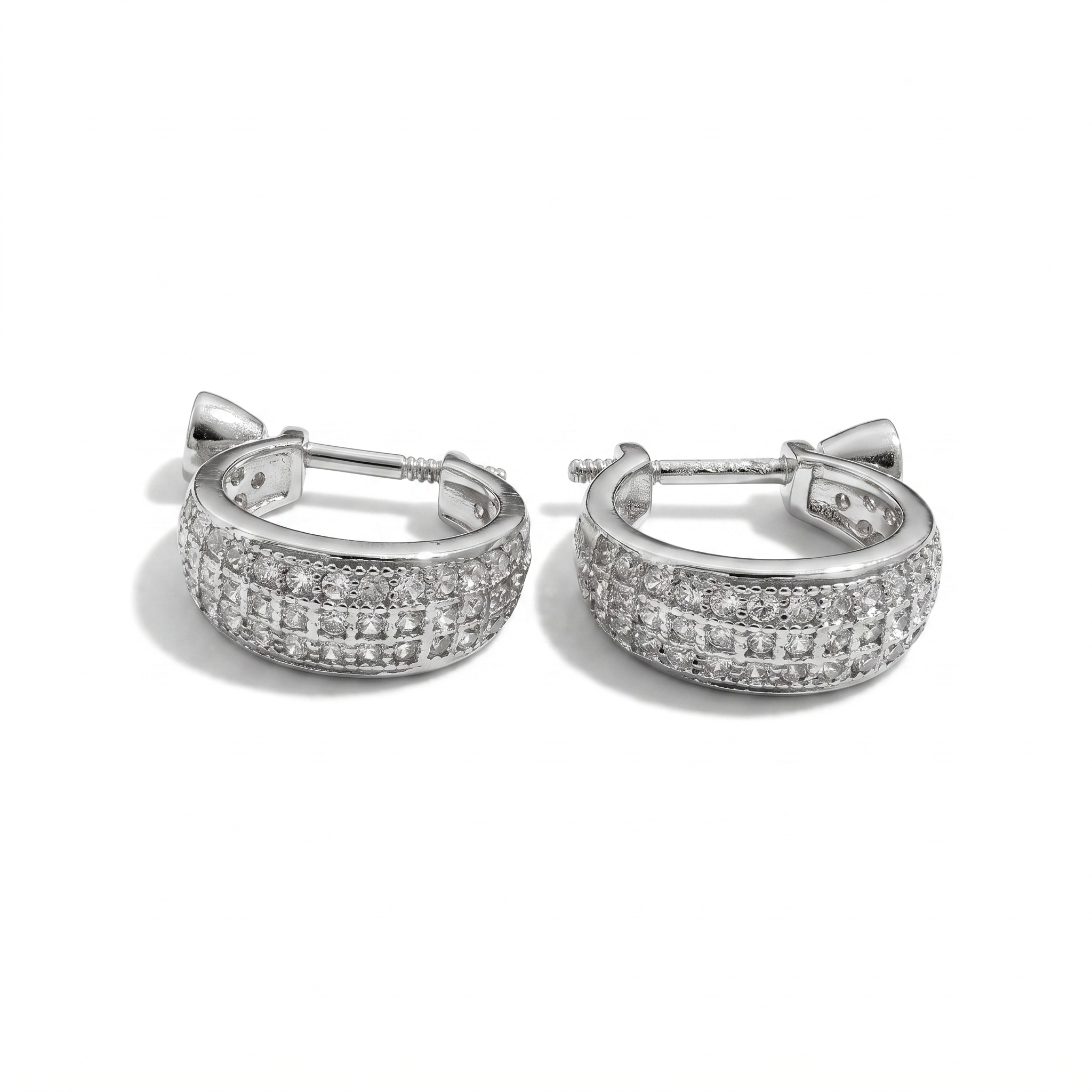 Ruby Glow Pavé Silver Hoop Earrings