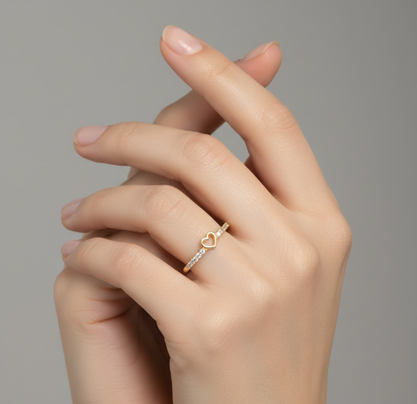 Heart Charm Crystal Ring