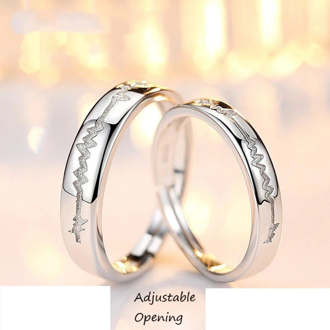Heartbeat Bond Couple Ring Set
