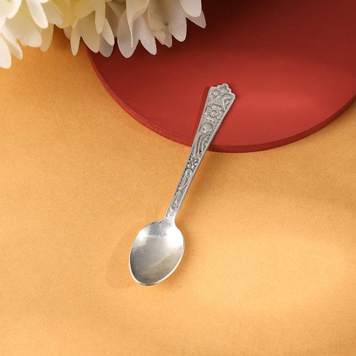 Regal Floral Engraved Silver Spoon