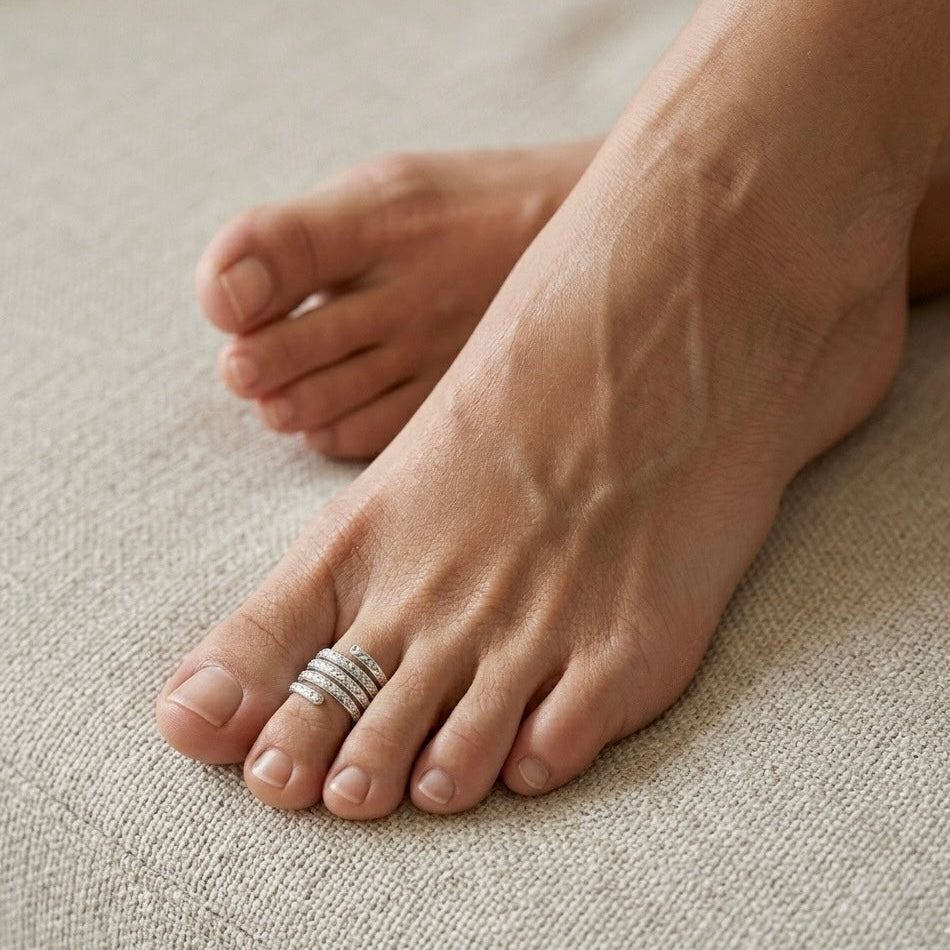 Ocean Wave Adjustable Silver Toe Ring