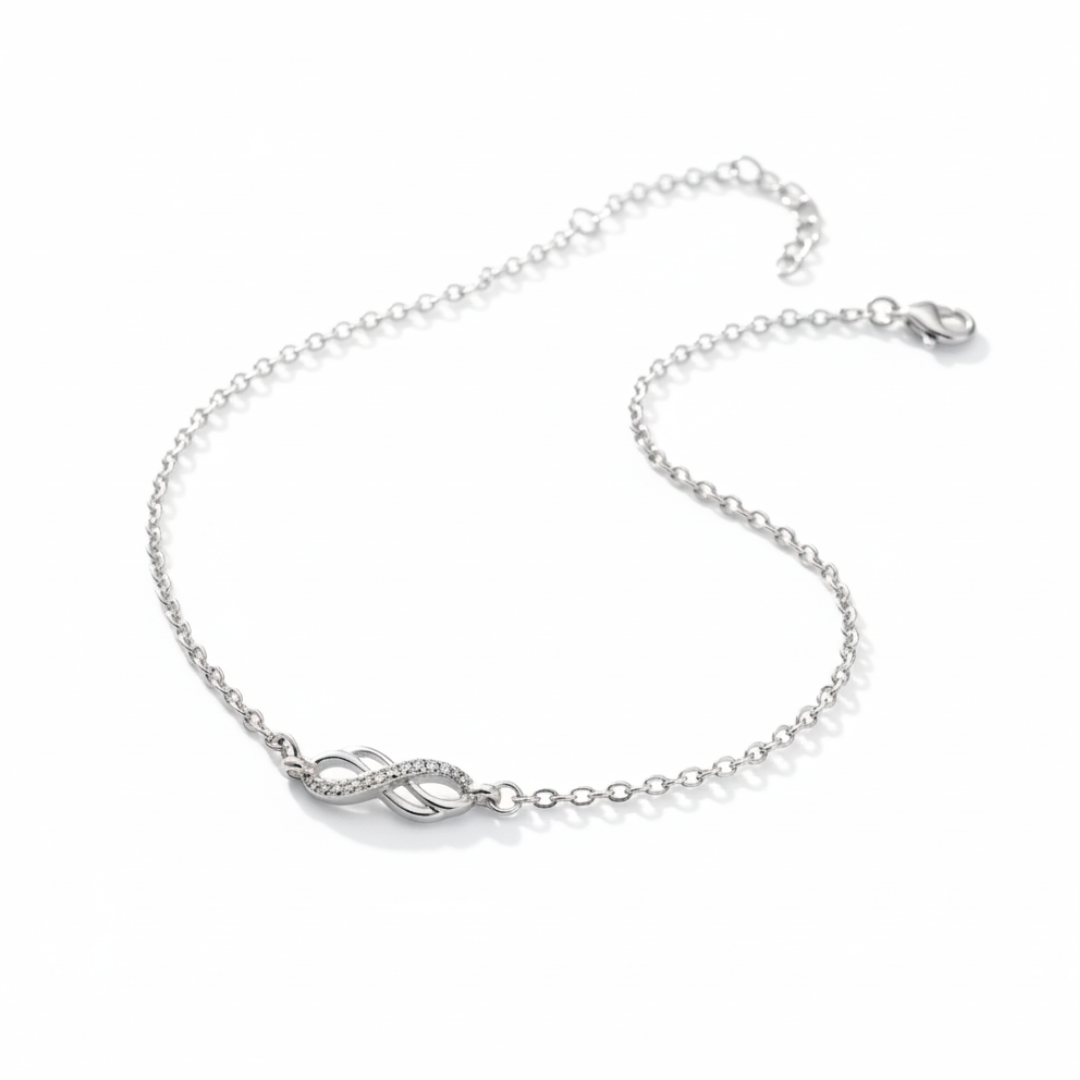 Infinity Sparkle Silver Anklet