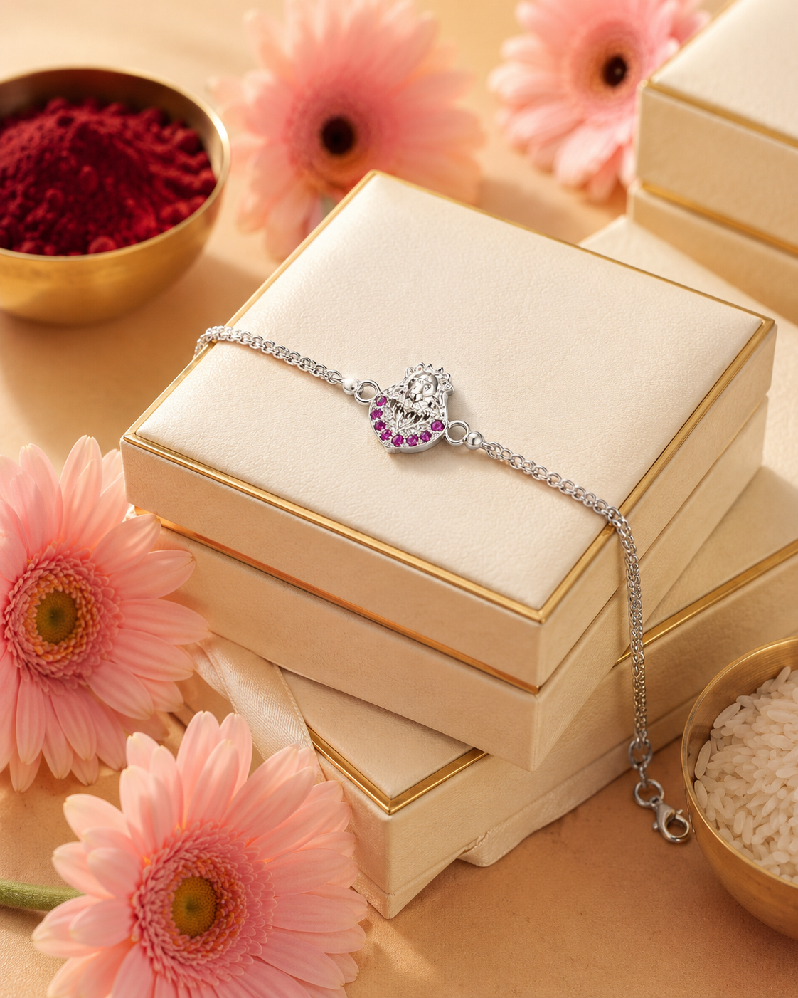 Divine Simha 92.5 Sterling Silver Rakhi Bracelet