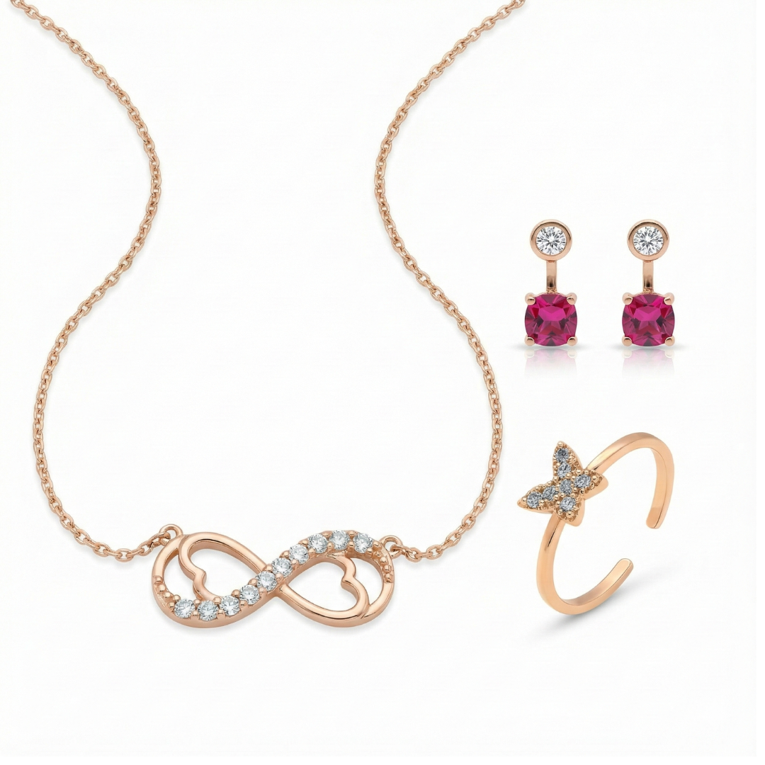 Rose Gold Infinity Bloom Combo Set