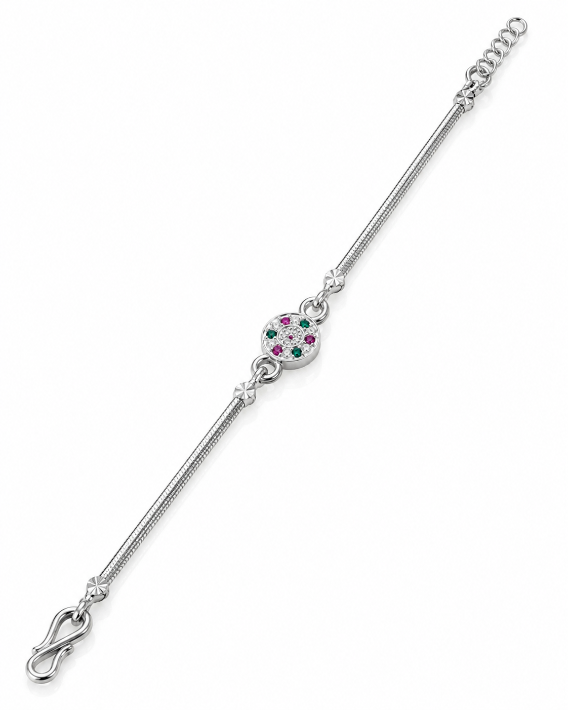 Navratna Bloom 92.5 Sterling Silver Rakhi Bracelet