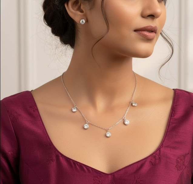 Sparkling Drops Necklace and Earrings Set