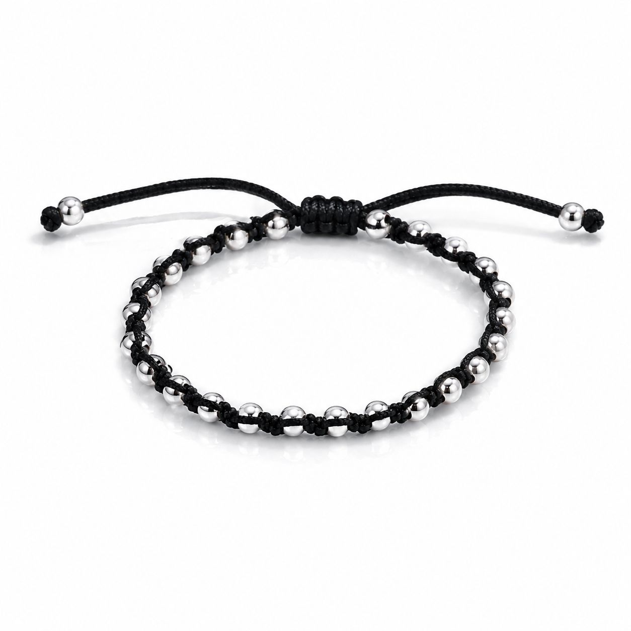 Noir Silver Bead Pair Anklets