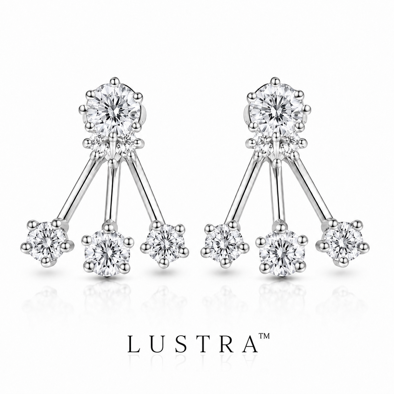 Celestial Spark Fan Stud Earrings - 925 Sterling Silver - Lustra