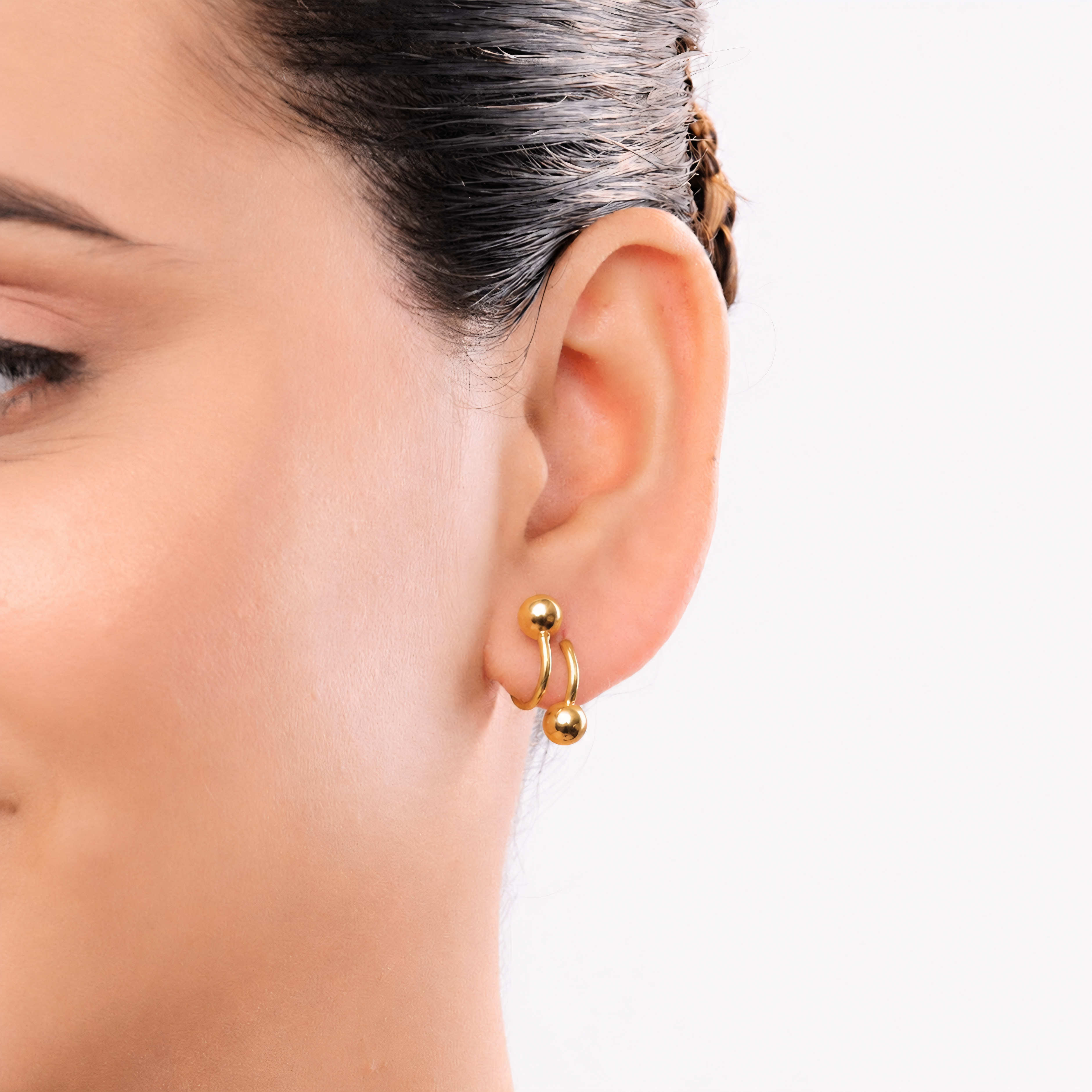 Celeste Orbit Gold Stud Earrings