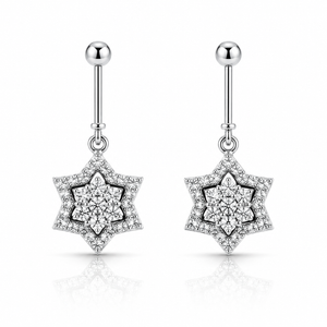 Celestial Blossom Star Drop Earrings - 925 Sterling Silver - Lustra