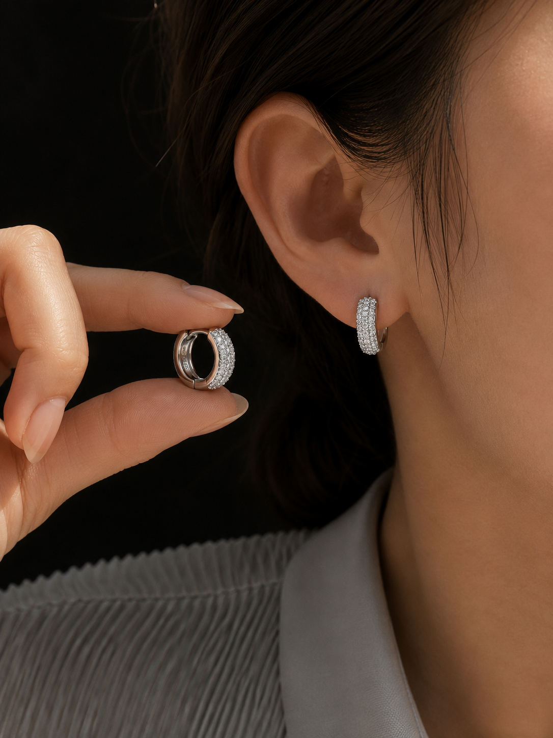 Celeste Pavé Huggie Earrings