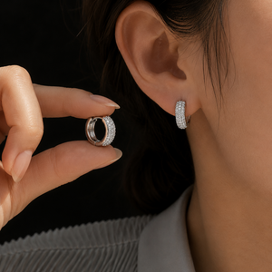 Celeste Pavé Huggie Earrings - 925 Sterling Silver - Lustra