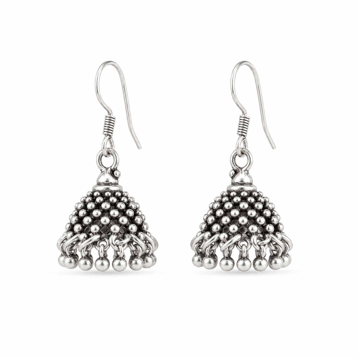 Royal Dome Oxidised Silver Jhumka Earrings