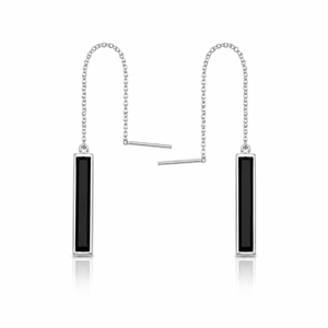 Midnight Bar Threader Earrings - 925 Sterling Silver - Lustra