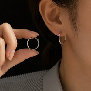 Classic Silver Hoop Earrings - 925 Sterling Silver - Lustra