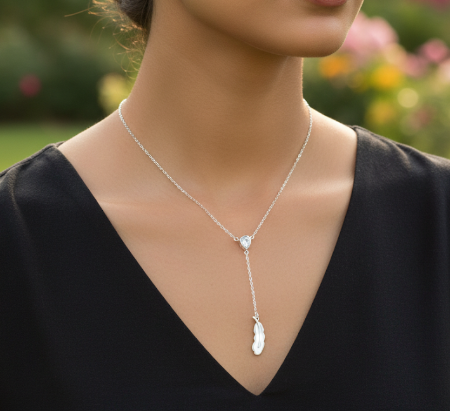 Feather Grace Drop Necklace
