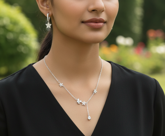 Starlit Petal Necklace & Earring Set