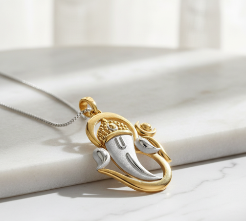 Divine Aura Sterling Silver Ganesha Unisex Pendant