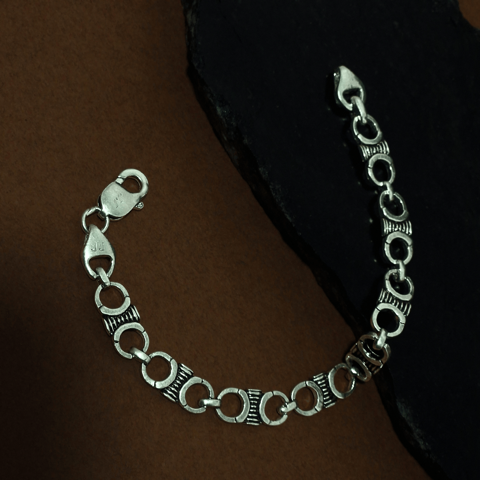 Textured Link Silver Bracelet