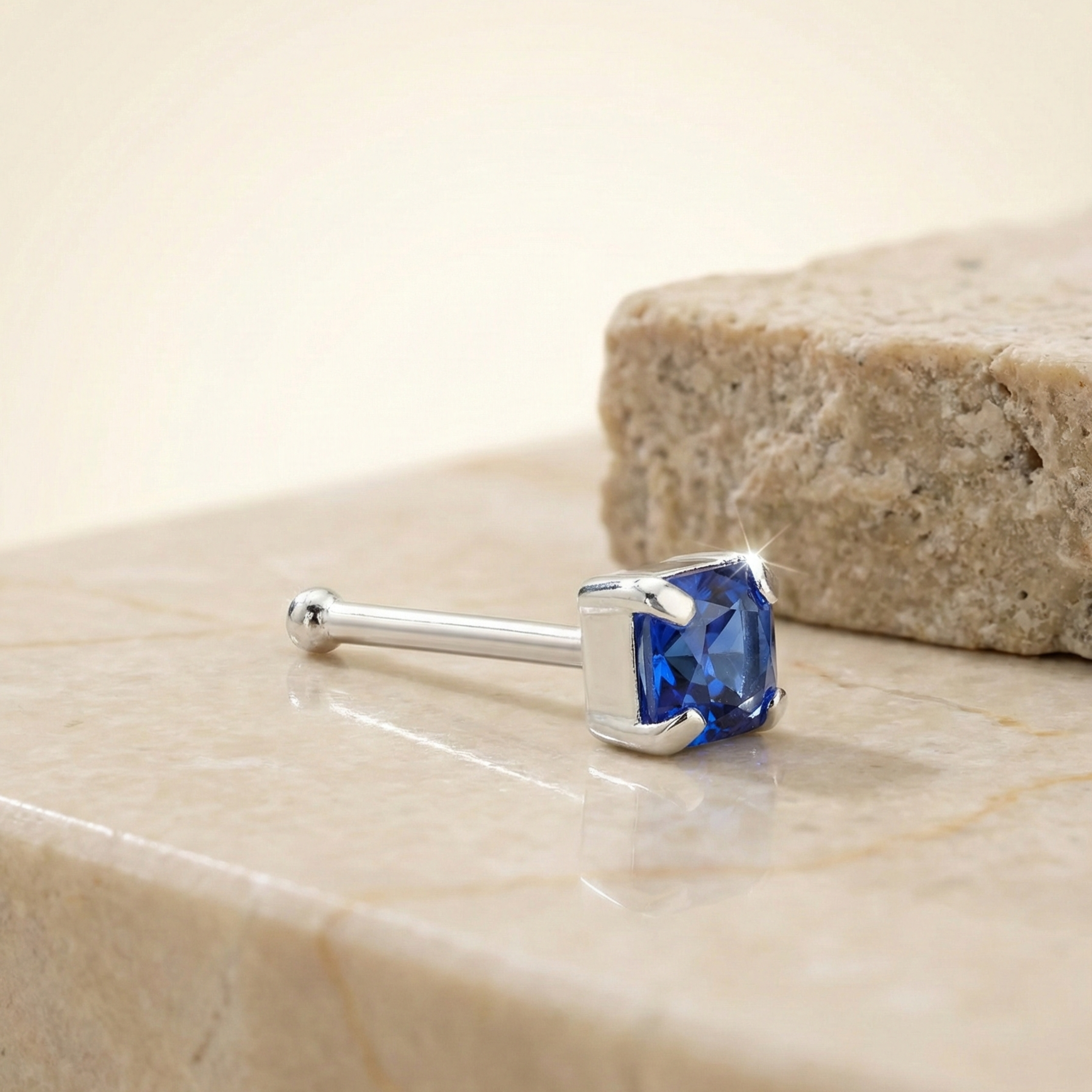 Royal Blue Spark Kids Silver Nose Pin / Ear Stud - 925 Sterling Silver - Lustra