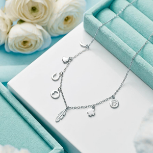 Personalised Charm Station Necklace in 92.5 Sterling Silver - 925 Sterling Silver - Lustra