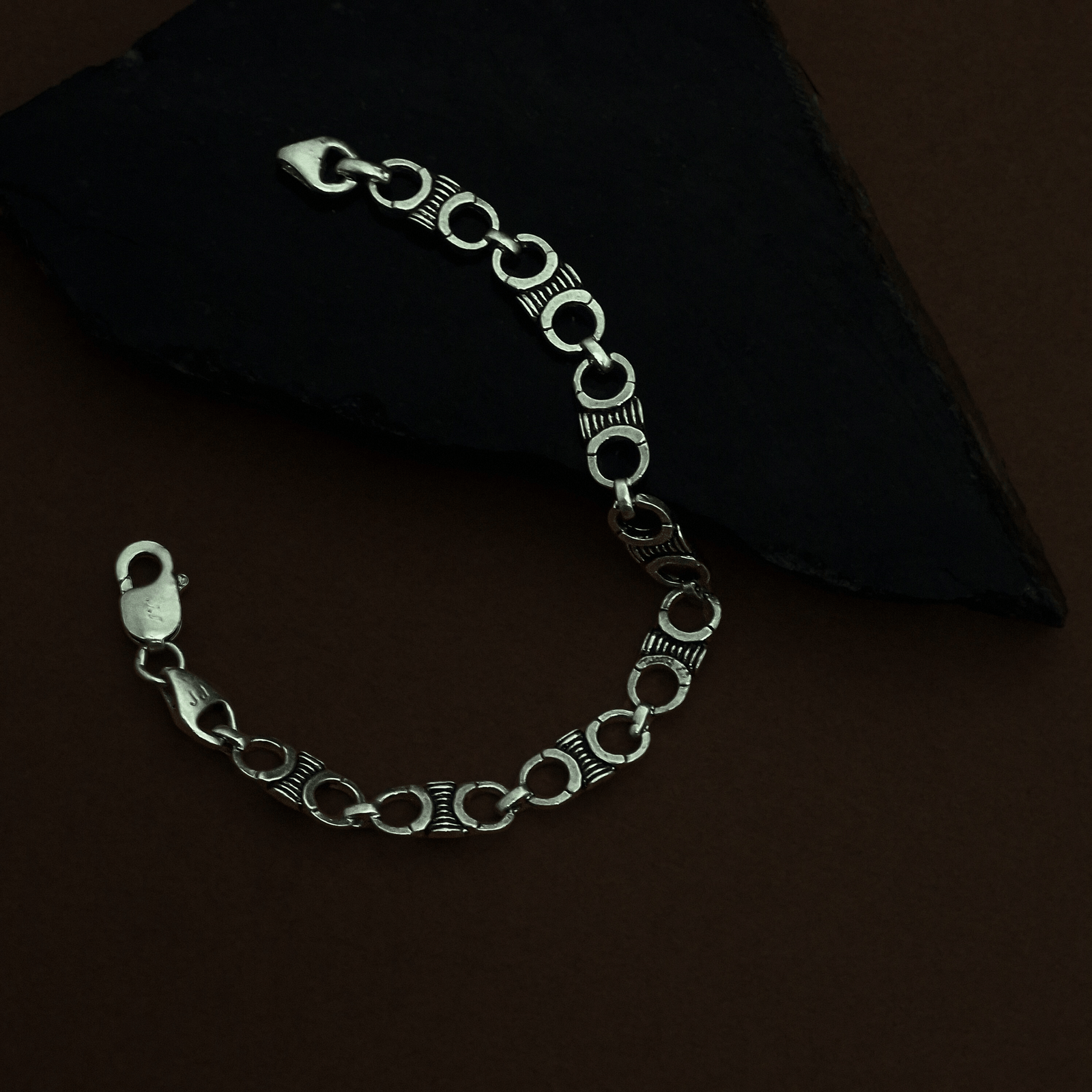 Textured Link Silver Bracelet