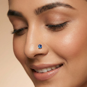 Royal Blue Spark Kids Silver Nose Pin / Ear Stud - 925 Sterling Silver - Lustra