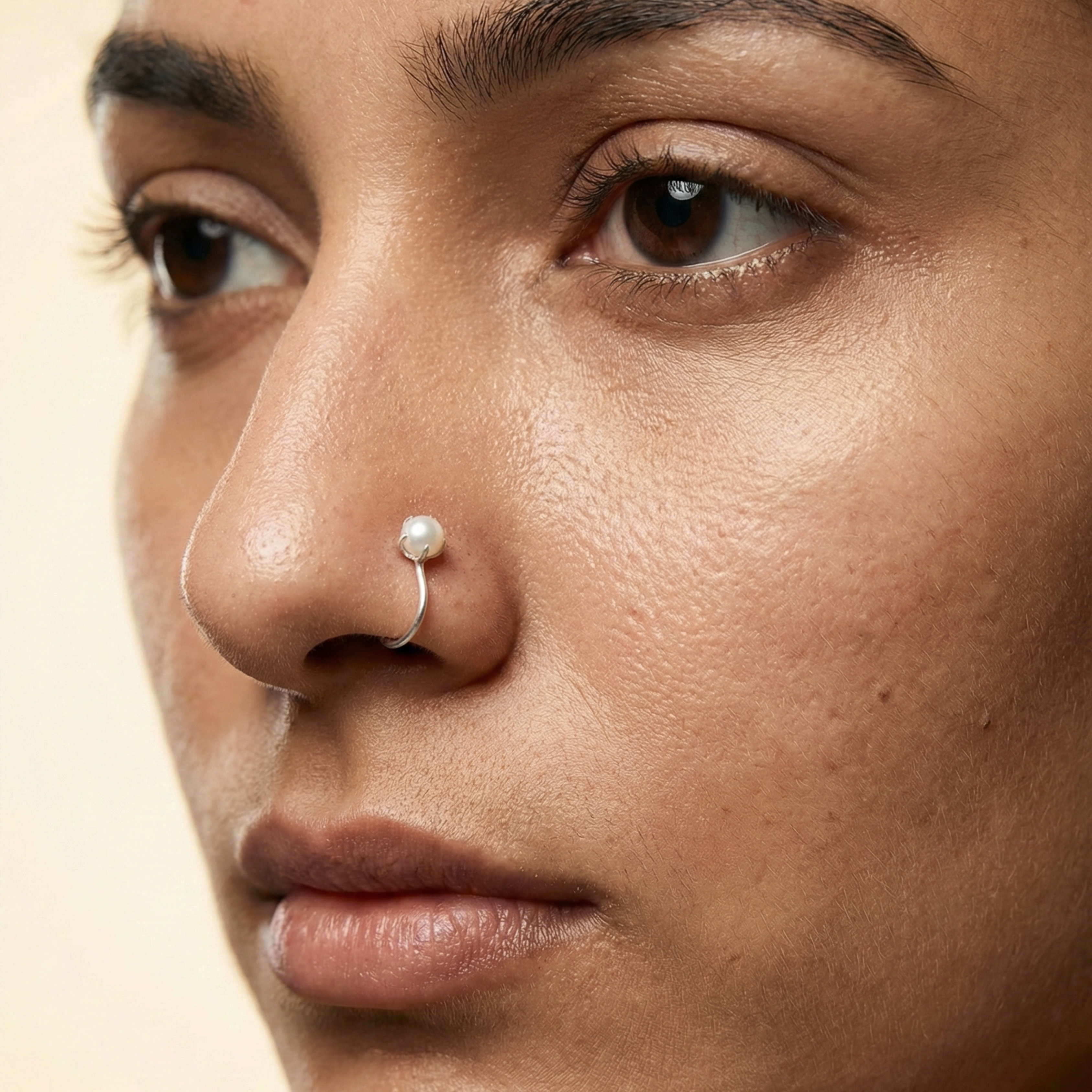 Snow Pearl Kids Silver Nose Pin/earring - 925 Sterling Silver - Lustra