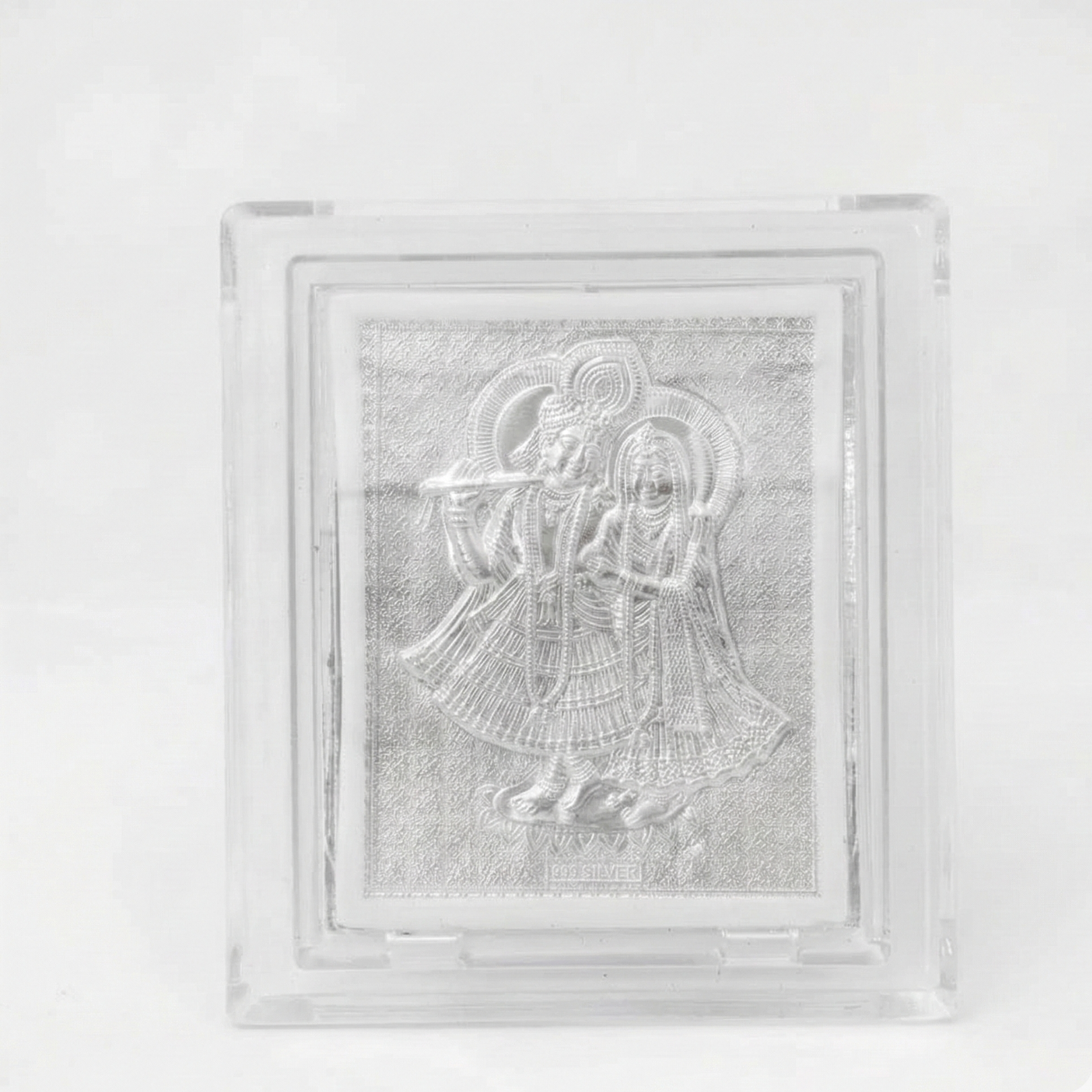 Radha Krishna Mini Silver Blessing Frame