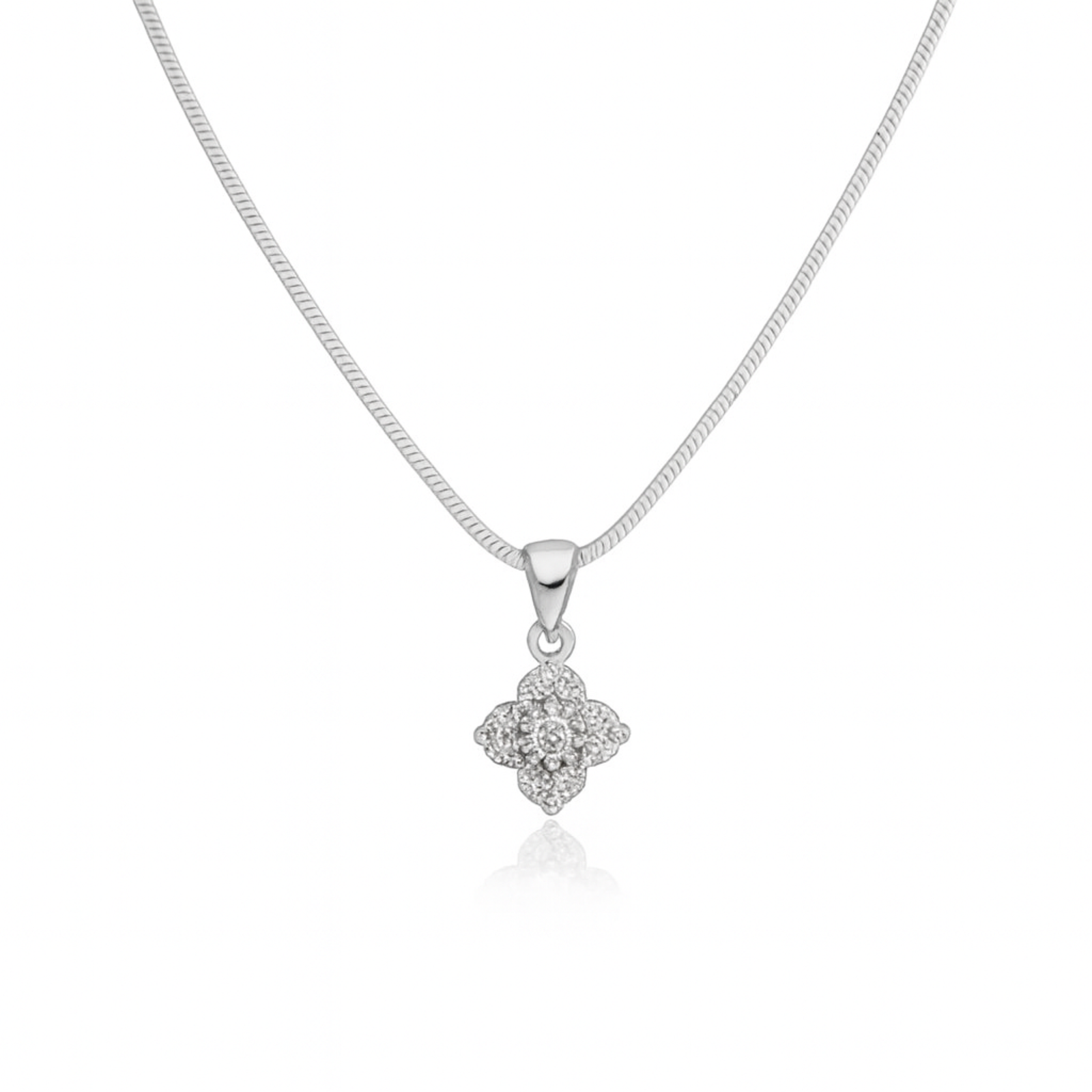 Floral Elegance Pendant necklace with silver chain and sparkling floral charm
