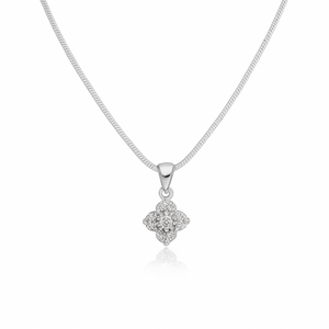 Floral Elegance Pendant necklace with silver chain and sparkling floral charm