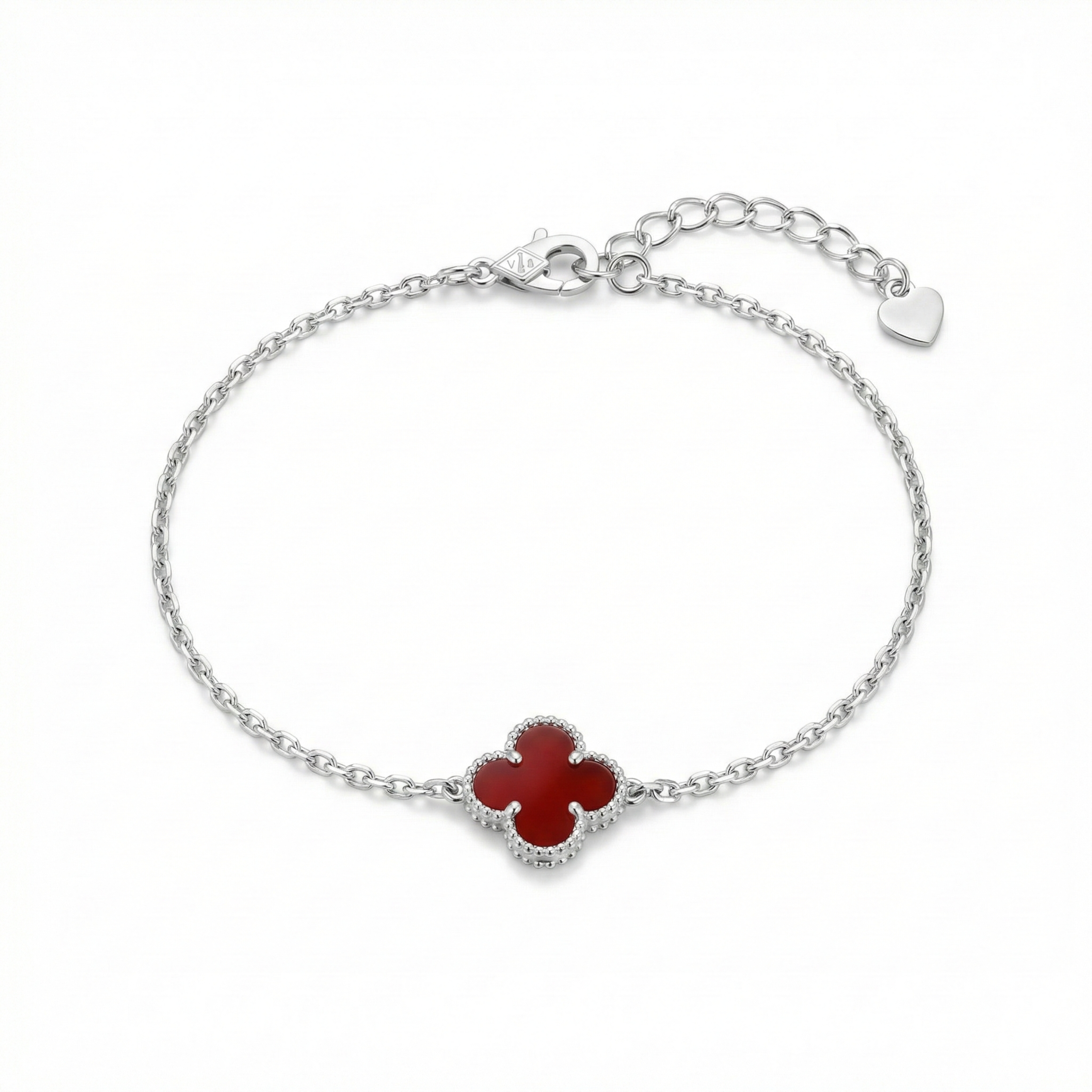 Ruby Clover Grace Silver Bracelet