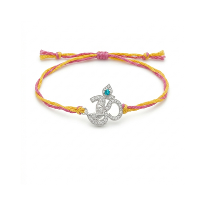 Divine Om Krishna Silver Rakhi