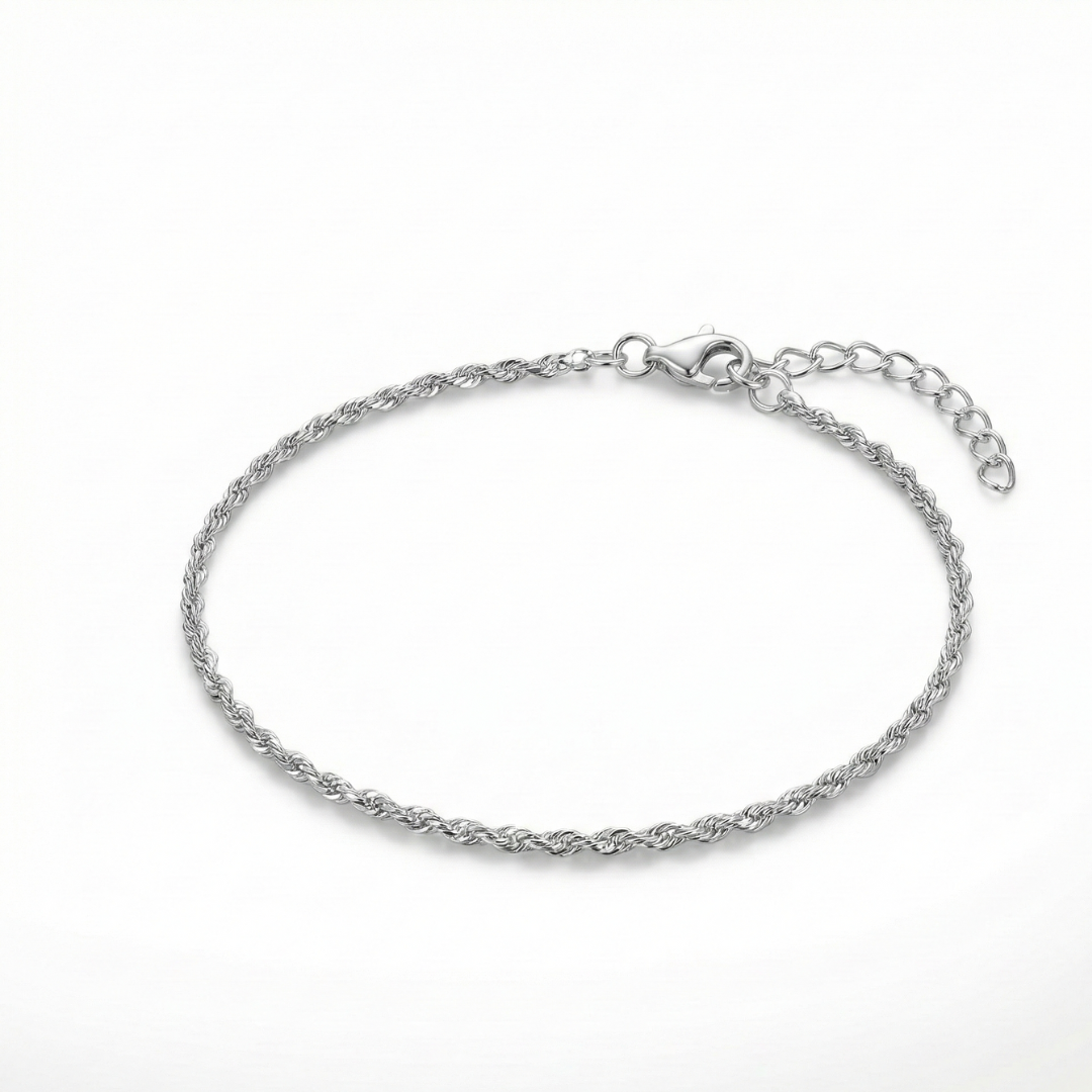 Twist Rope Silver Anklet