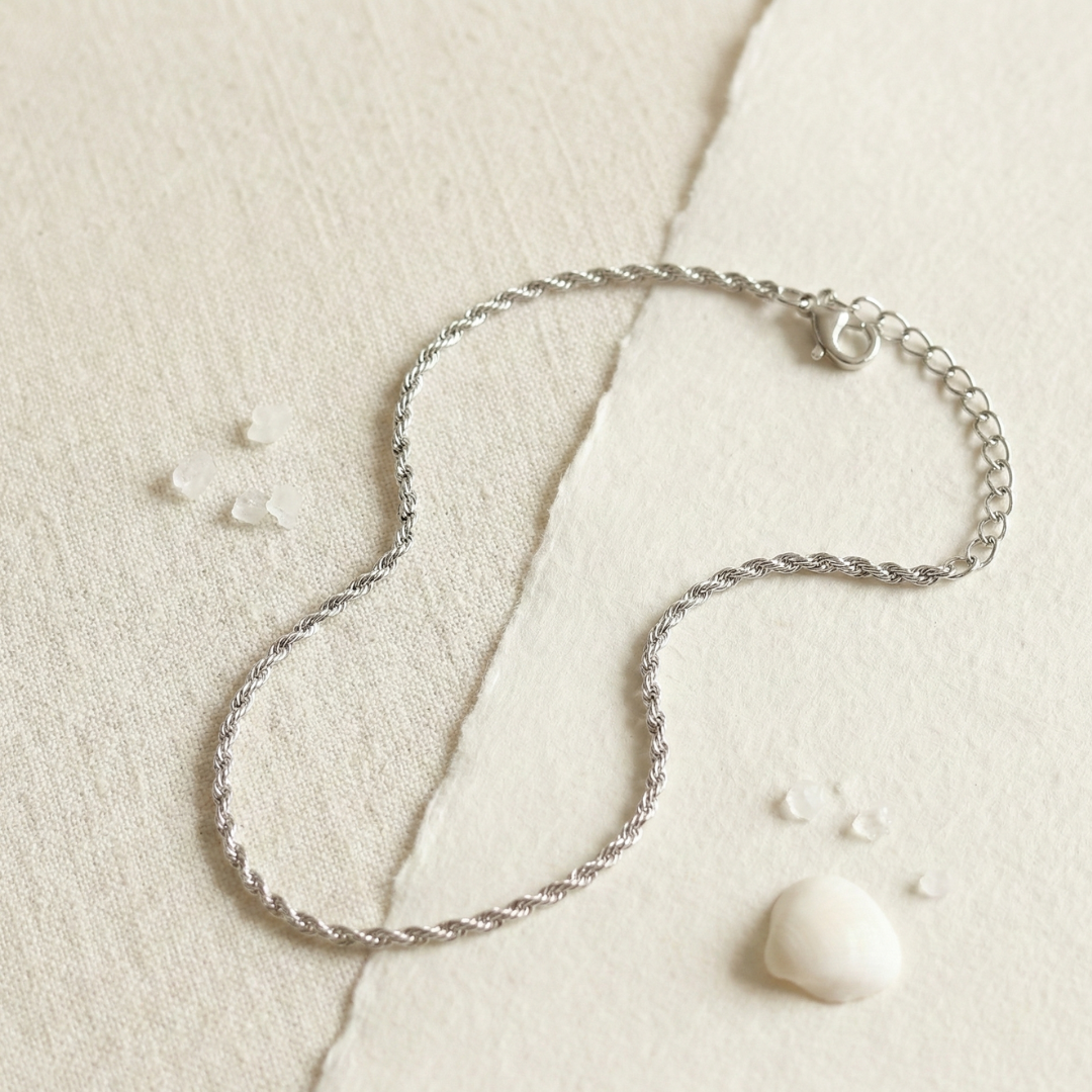 Twist Rope Silver Anklet