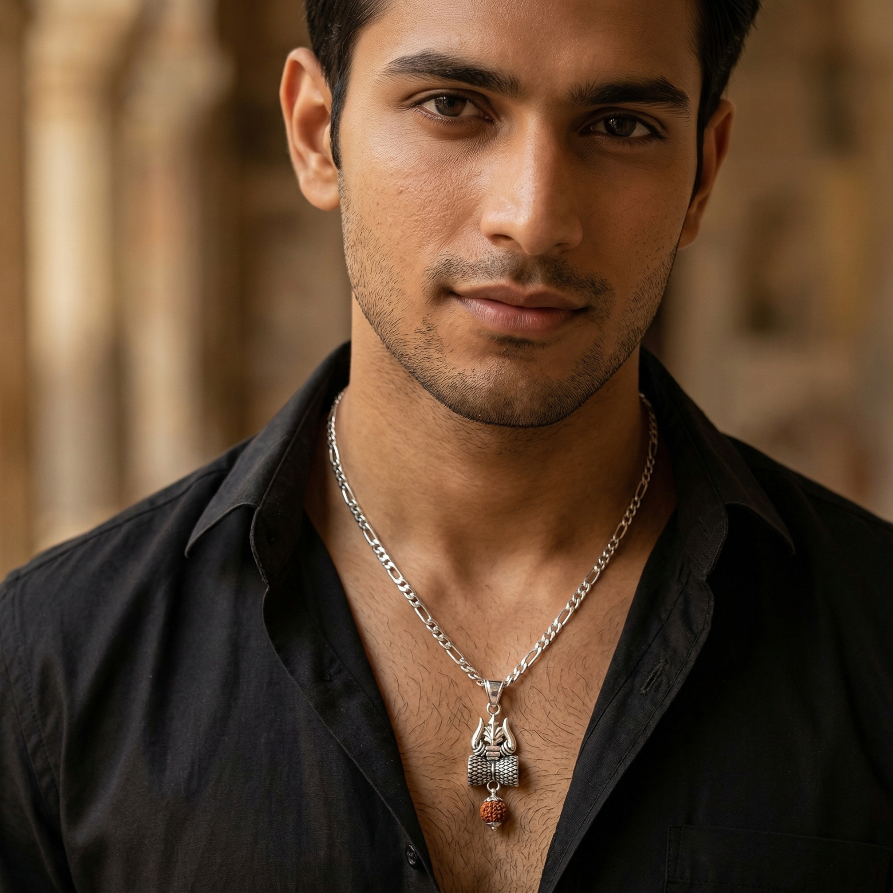 Rudra Aegis Trident Pendant - 925 Sterling Silver - Lustra