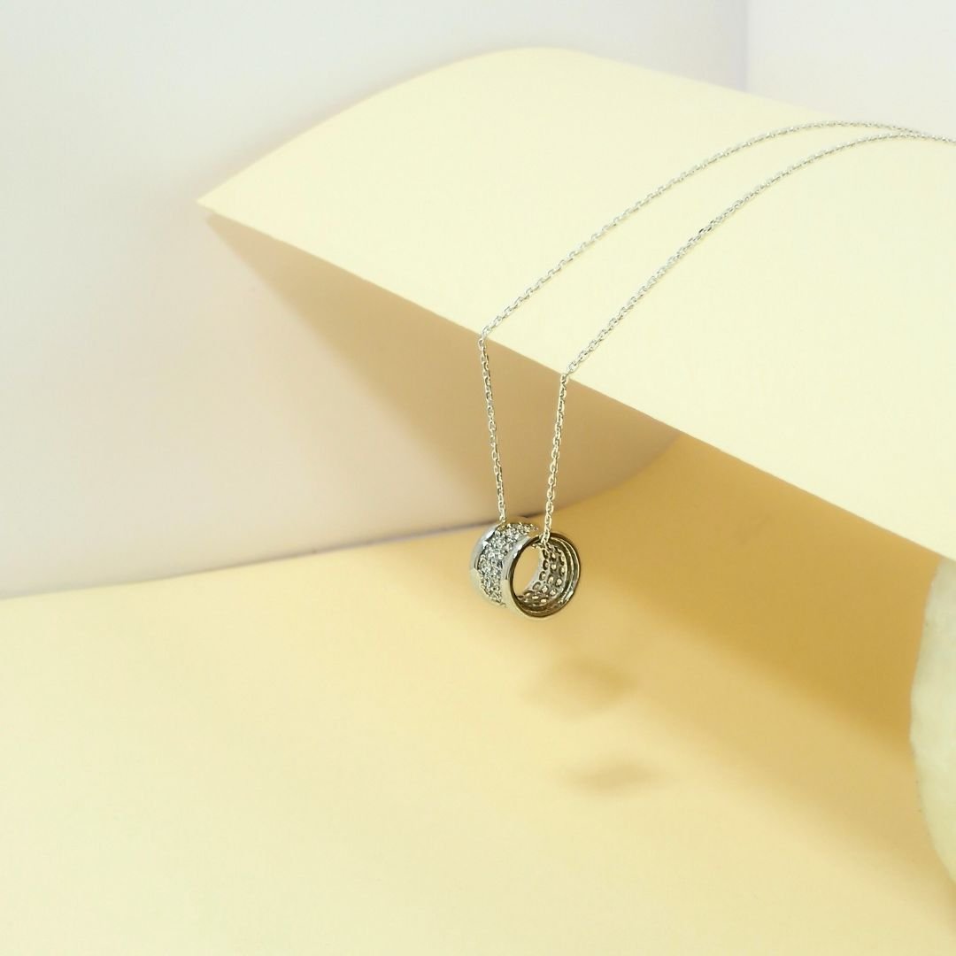 Lustrous Pavé Cylinder Necklace
