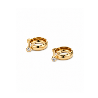 Golden Spark Huggie Silver Hoop Earrings