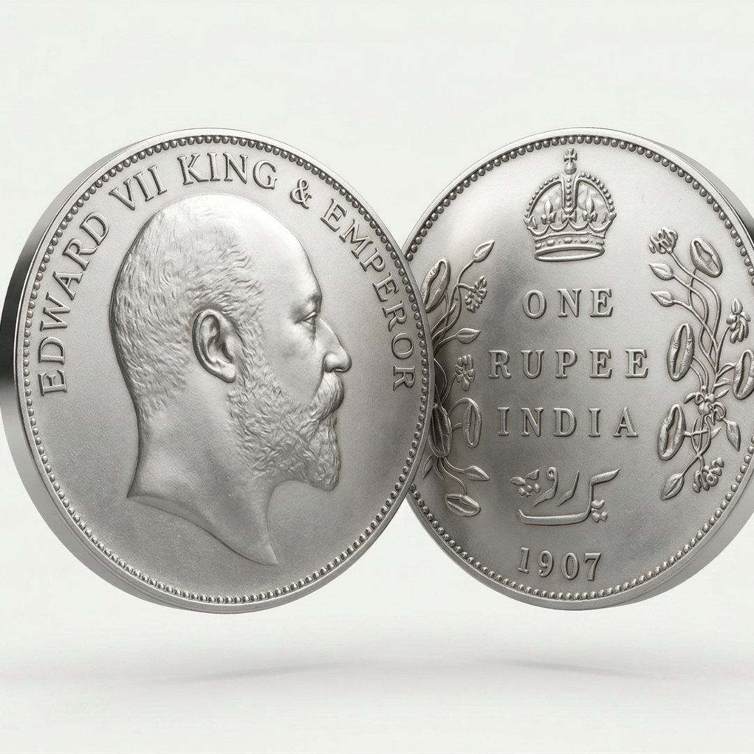 The 1907 Rupee — British India Edward VII Collector's Coin (11grams) - 925 Sterling Silver - Lustra