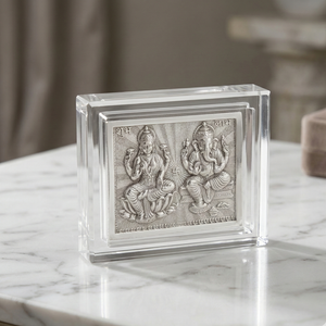 Lakshmi Ganesha Mini Silver Blessing Frame - 925 Sterling Silver - Lustra