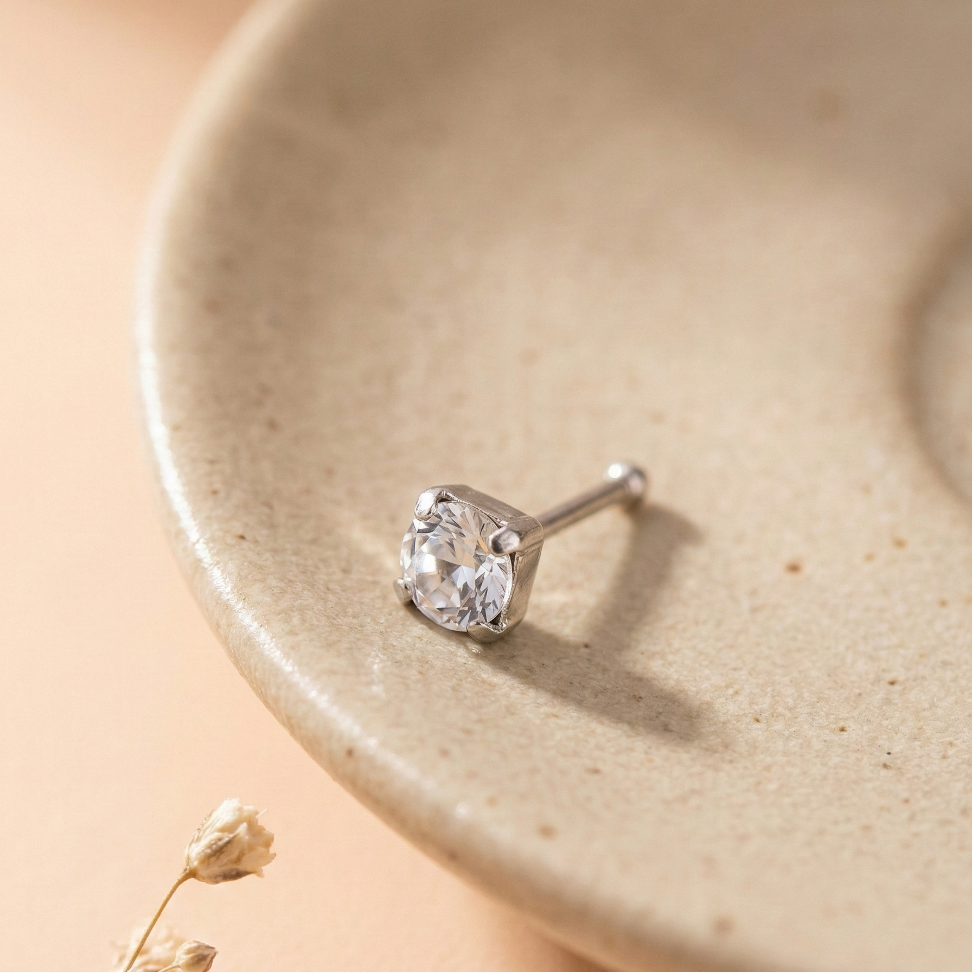 Crystal Glow Kids Silver Nose Pin / Ear Stud - 925 Sterling Silver - Lustra