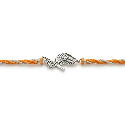 Divine Peacock Feather Silver Rakhi