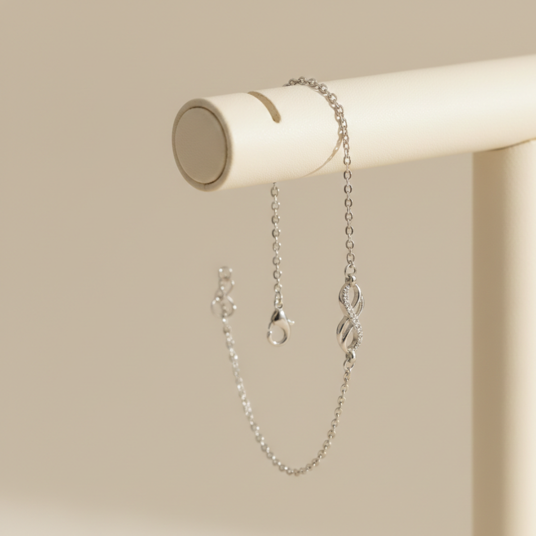 Infinity Sparkle Silver Anklet