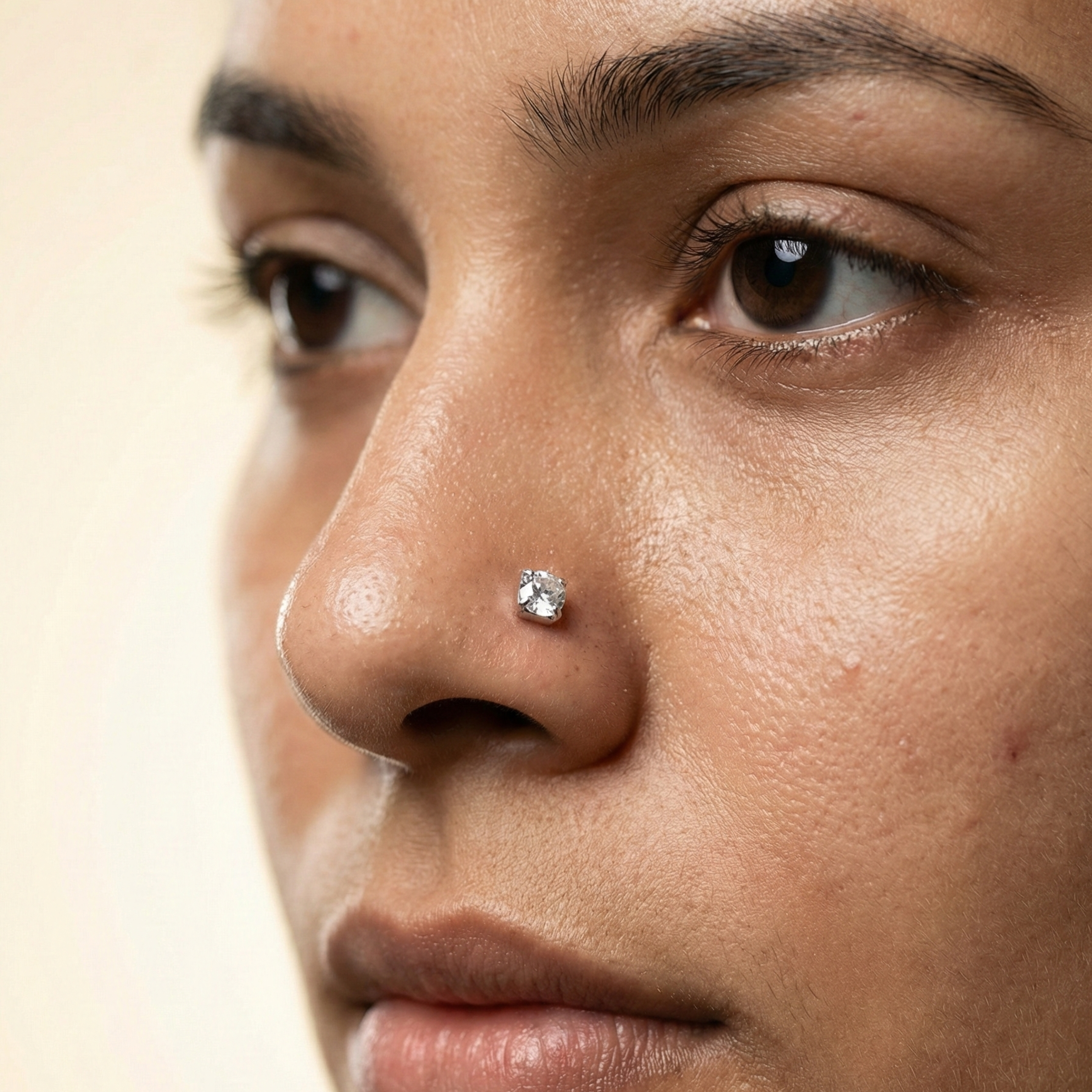 Crystal Glow Kids Silver Nose Pin / Ear Stud - 925 Sterling Silver - Lustra