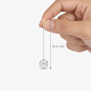 Infinity Cube Threader Earrings - 925 Sterling Silver - Lustra