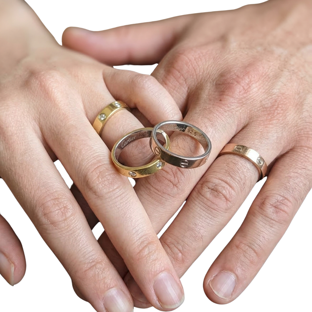 Lustra Minimal Diamond Stud Band Ring (925 Silver) - 925 Sterling Silver - Lustra