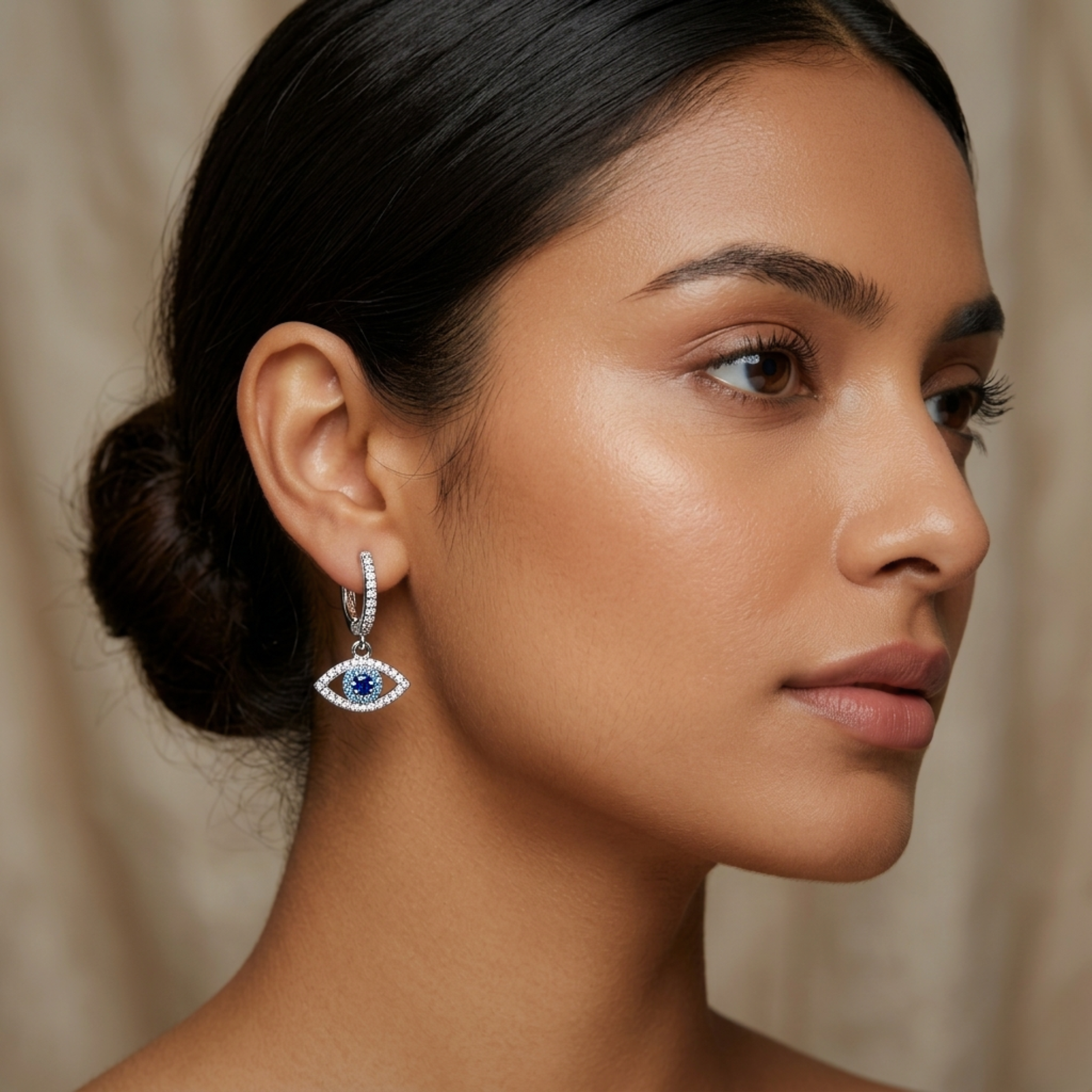 Azure Gaze Evil Eye Sterling Silver Jewellery Set - 925 Sterling Silver - Lustra