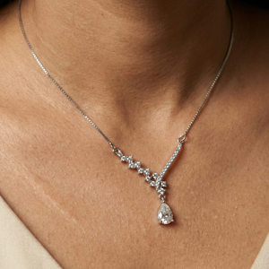 Starlight V-Drop Silver Necklace - 925 Sterling Silver - Lustra