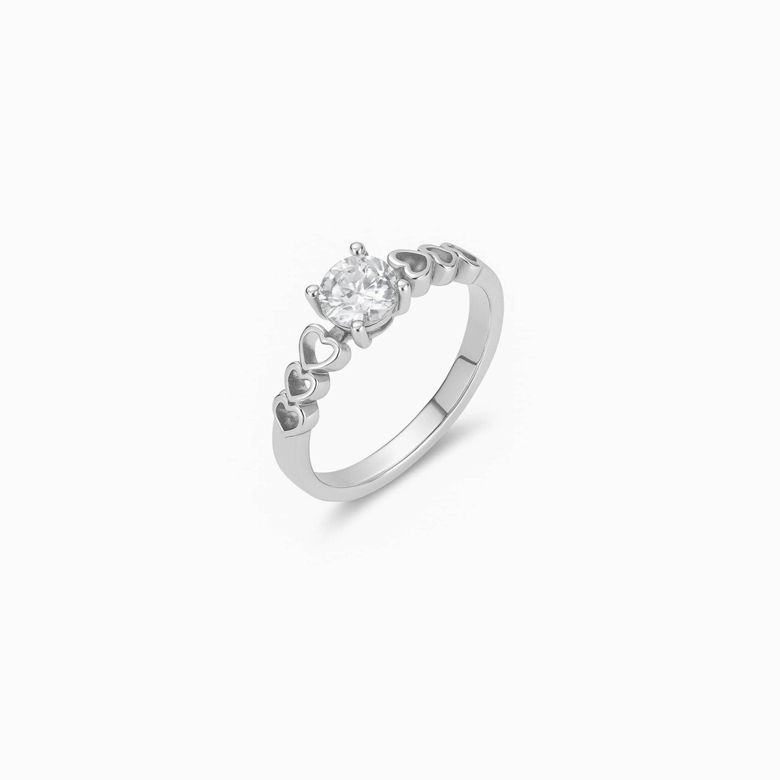 Endearing Heart Ring with silver band and heart accents