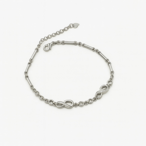 Heartfelt Silver Bracelet with infinity and heart links on a delicate chain